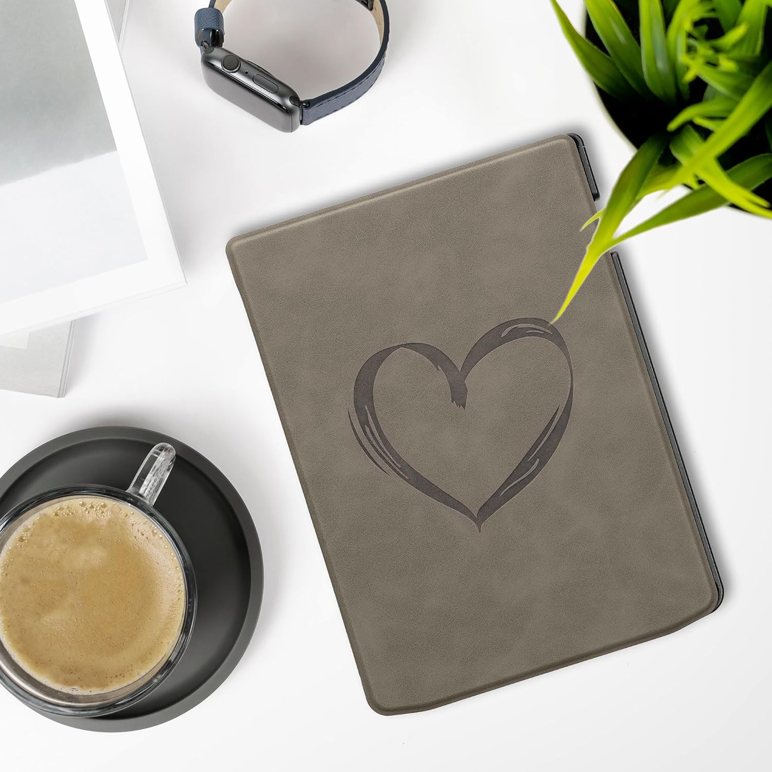 Pouzdro KW Mobile - Brushed Heart Grey - 23SA003C - pro Pocketbook 743G InkPad 4 / 743K3 Color 3 / 743C Color 2 - šedé