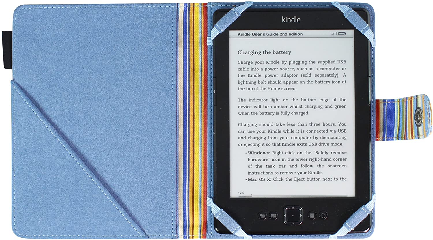 Pouzdro Lente Designs pro Amazon Kindle Voyage - motiv Midnight Stripes