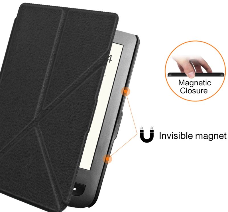 Pouzdro Origami Durable Lock pro Pocketbook 614 / 615 / 624 / 625 / 626 - černé, stojánek, magnet