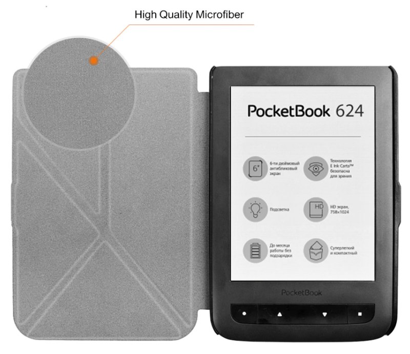 Pouzdro Origami Durable Lock pro Pocketbook 614 / 615 / 624 / 625 / 626 - červené, stojánek, magnet