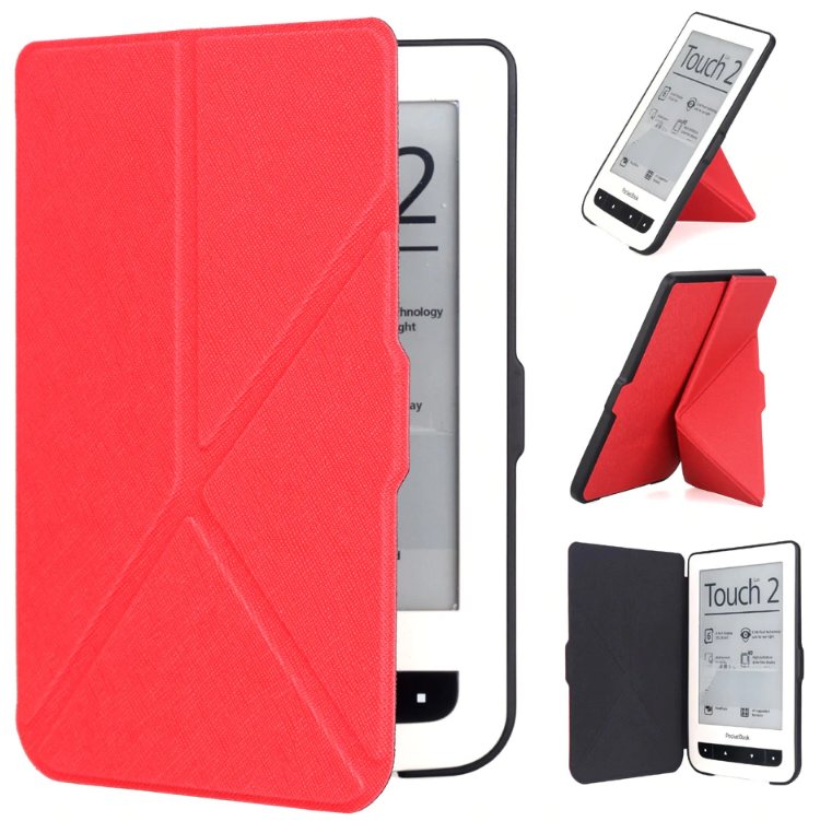 Pouzdro Origami Durable Lock pro Pocketbook 614 / 615 / 624 / 625 / 626 - červené, stojánek, magnet