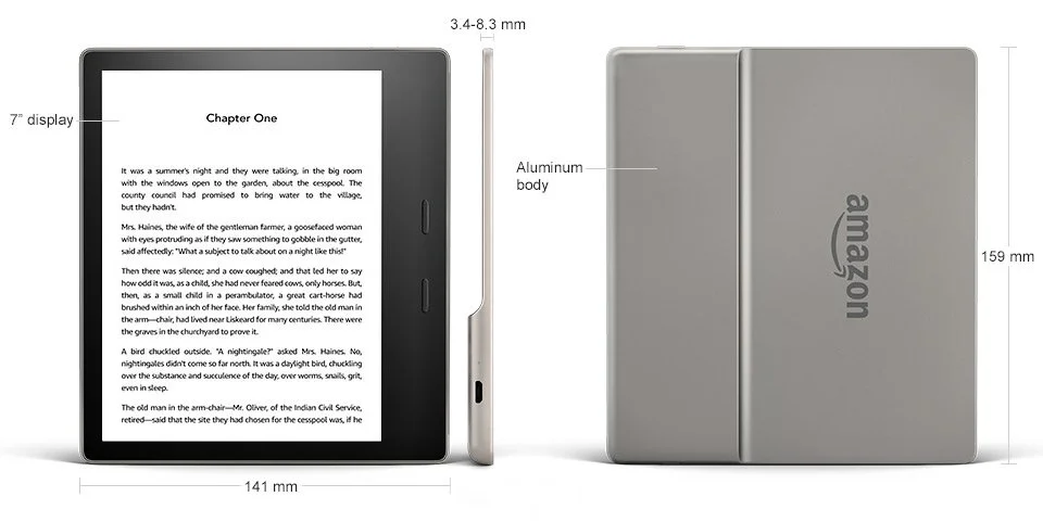 Amazon Kindle Oasis 3 - bez reklam, šedý, 8 GB, WiFi, Bluetooth, IPX8