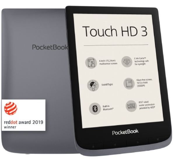 PocketBook 632 Touch HD 3 - Metallic Grey, 16GB, WiFi, bluetooth, audio, vodotěsný