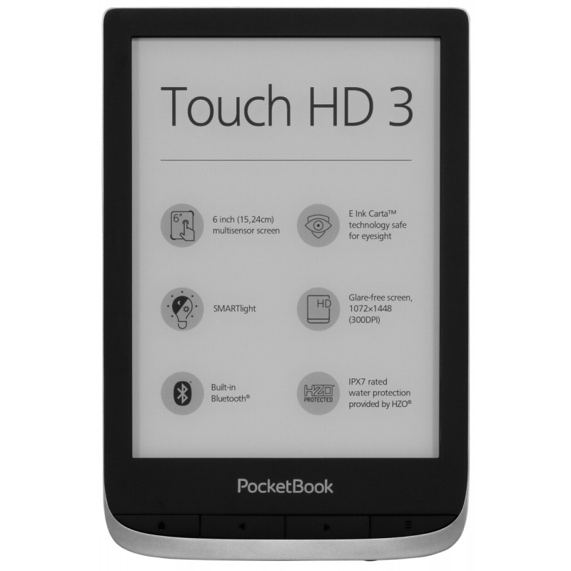 PocketBook 632 Touch HD 3 - Metallic Grey, 16GB, WiFi, bluetooth, audio, vodotěsný