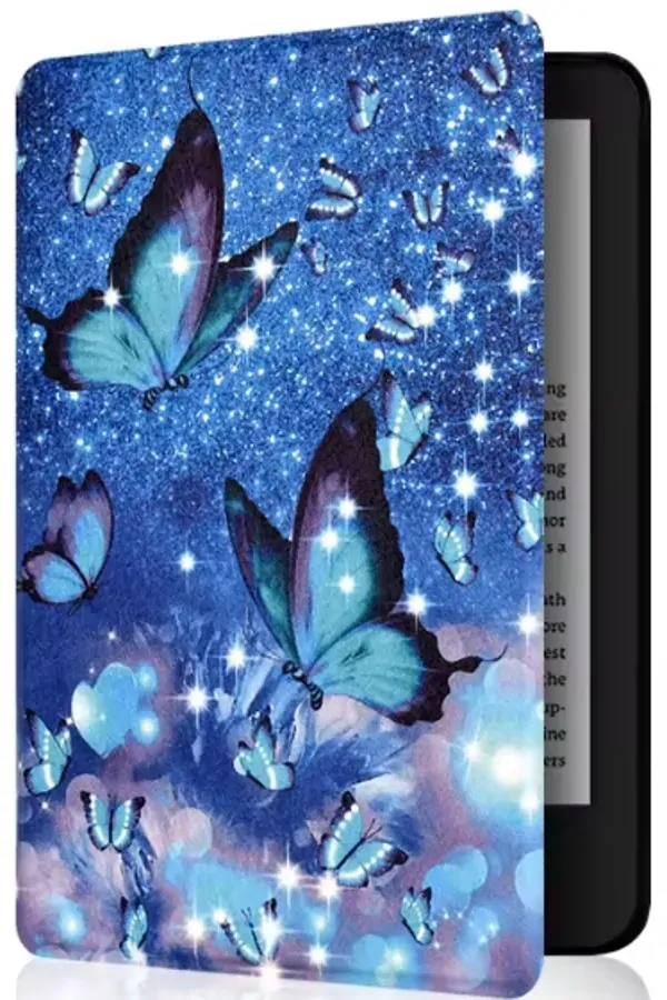 Armori Trimer T110, pouzdro pro Amazon Kindle Paperwhite 1/2/3 - magnetické zavírání, AutoSleep, motiv Blue Butterfly