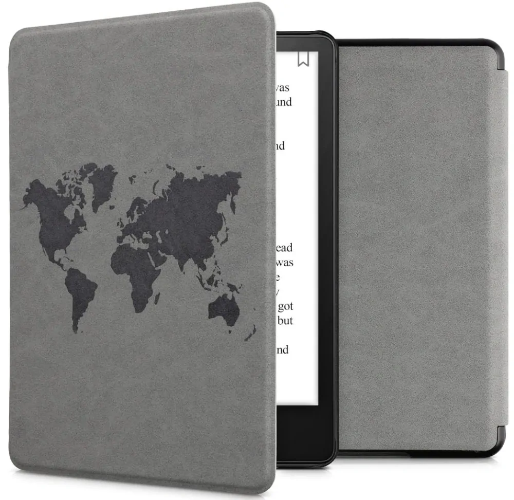 Pouzdro KW Mobile - Travel Outline - KW5625807 - pro Amazon Kindle Paperwhite 5 (2021) - šedé