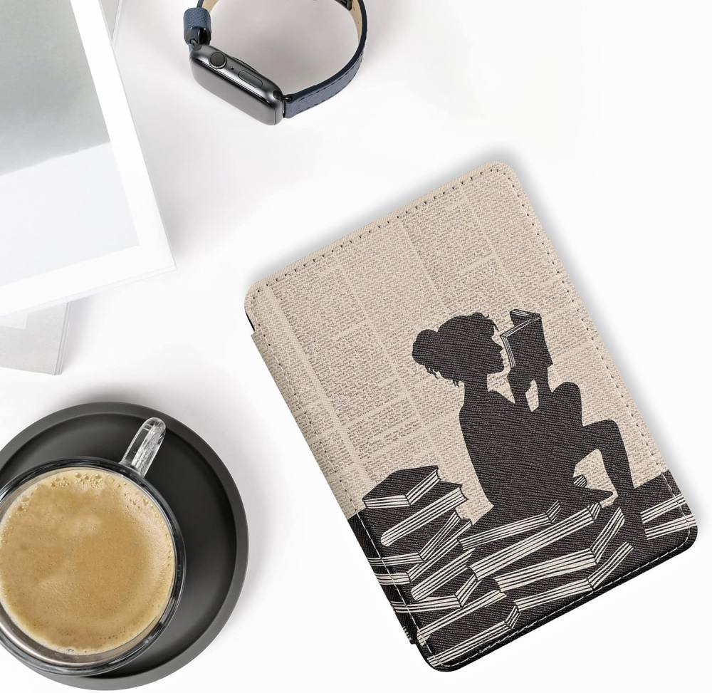 Pouzdro KW Mobile - Girl And Books - KW5998913 - pro Amazon Kindle 2022 - vícebarevné