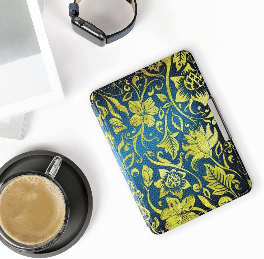 Pouzdro KW Mobile - Gold Flowers - KW4556948 - pro Amazon Kindle Paperwhite 1/2/3 - vícebarevné