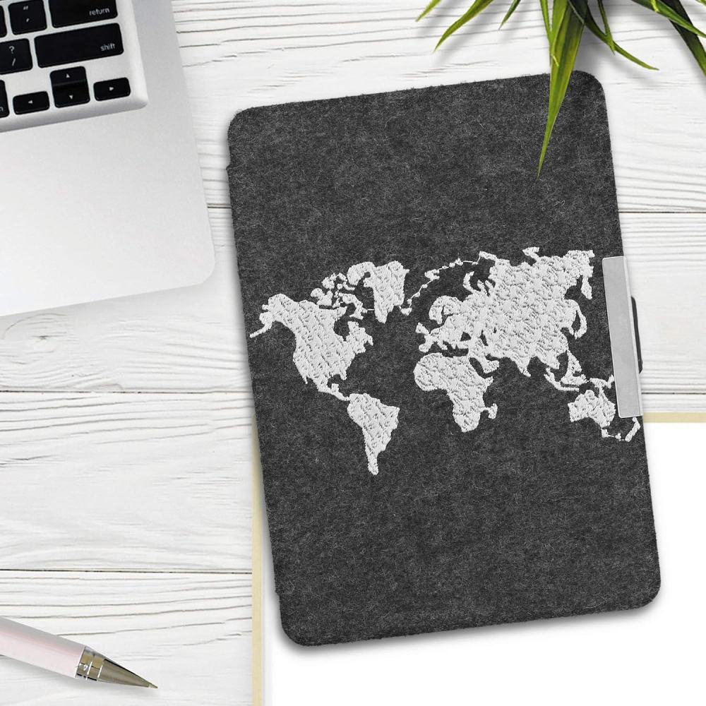 Pouzdro KW Mobile Felt Travel Outline - KW4848909 - pro Amazon Kindle Paperwhite 4 (2018) - černé