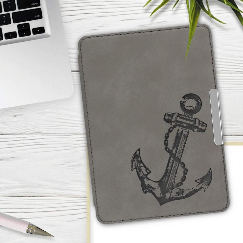 Pouzdro KW Mobile - Vintage Anchor - KW4897506 - pro Amazon Kindle Paperwhite 4 (2018) - šedé