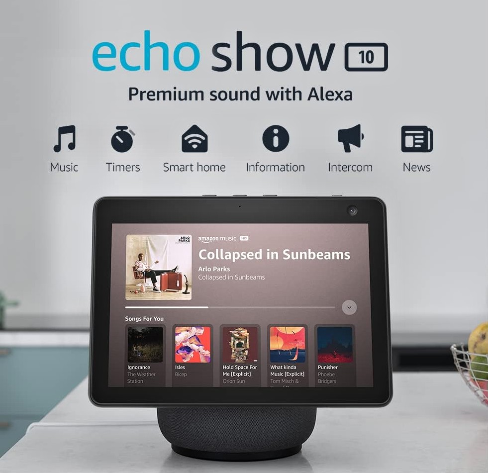 AMAZON ECHO SHOW 10 (2023, 3.GEN) - otočný hlasový asistent s displejem 10" - černý