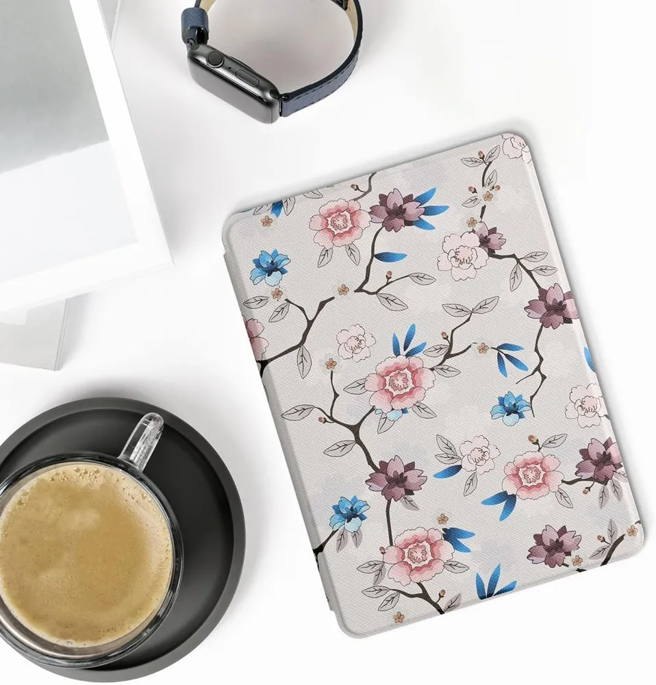 Pouzdro KW Mobile - Flower Leaf - KW5983408 - pro Amazon Kindle Paperwhite 5 (2021) - vícebarevné