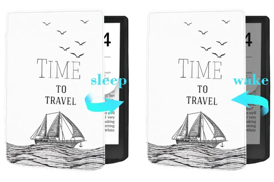 Pouzdro Durable Lock DL4049, obal na Pocketbook 743G InkPad 4 a Pocketbook 743C InkPad Color (2/3) - motiv Time to Travel, magnetické zavírání, AutoSleep
