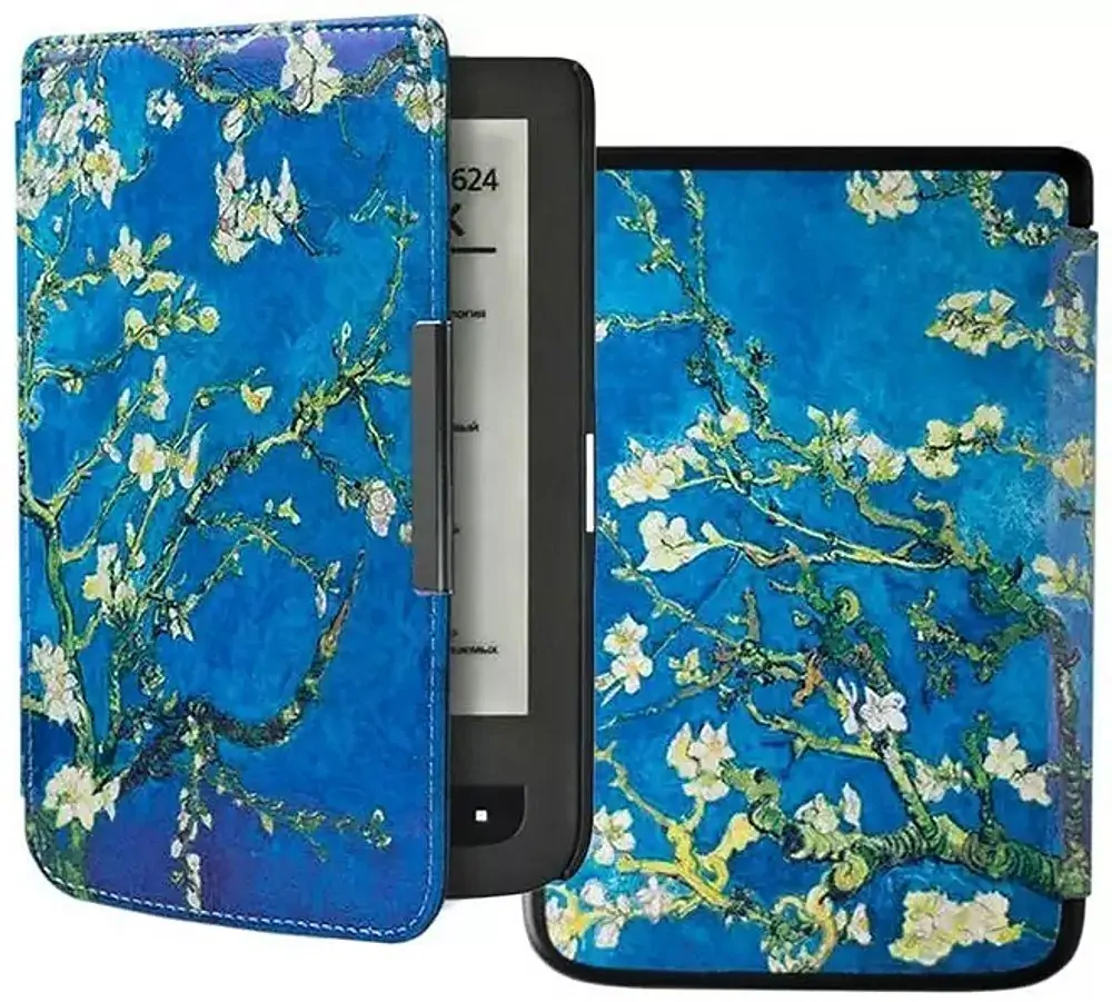 ARMORI TRIMER T039 - pouzdro pro Pocketbook 614 / 615 / 624 / 625 / 626 - motiv Blue Garden