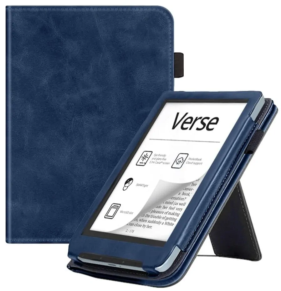 ARMORI Holder T047 - pouzdro se stojánkem pro Pocketbook 629/634 Verse (Pro) - tmavě modré, magnet, AutoSleep