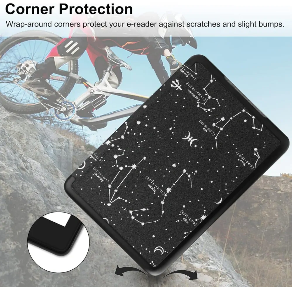 Armori Trimer T159, pouzdro pro Amazon Kindle Oasis 2/3 - magnetické zavírání, AutoSleep, motiv Constellation