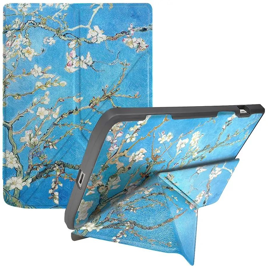 ARMORI STANDER S194, pouzdro se stojánkem Origami pro Pocketbook 743 G/C/K3 (InkPad4, Color 2, Color 3) - motiv Blue Garden