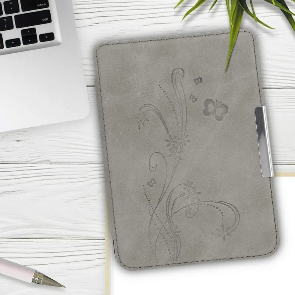 Pouzdro KW Mobile - Butterfly Tendril - KW4897501 - pro Amazon Kindle Paperwhite 4 (2018) - šedé