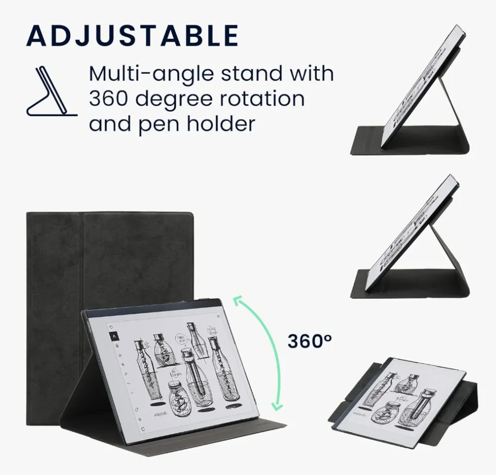 Pouzdro KW Mobile Flip Case KW6030701 - Pouzdro pro ReMarkable 2 (10,3") - černé, magnet, stojánek, AutoSleep