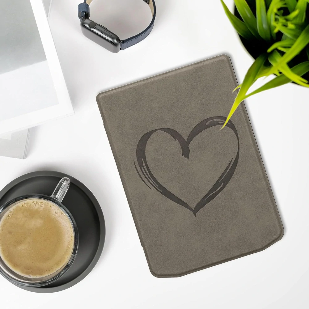 Pouzdro KW Mobile - Brushed Heart - 23SC003C - pro Pocketbook 629 Verse / 634 Verse Pro / Color - šedé