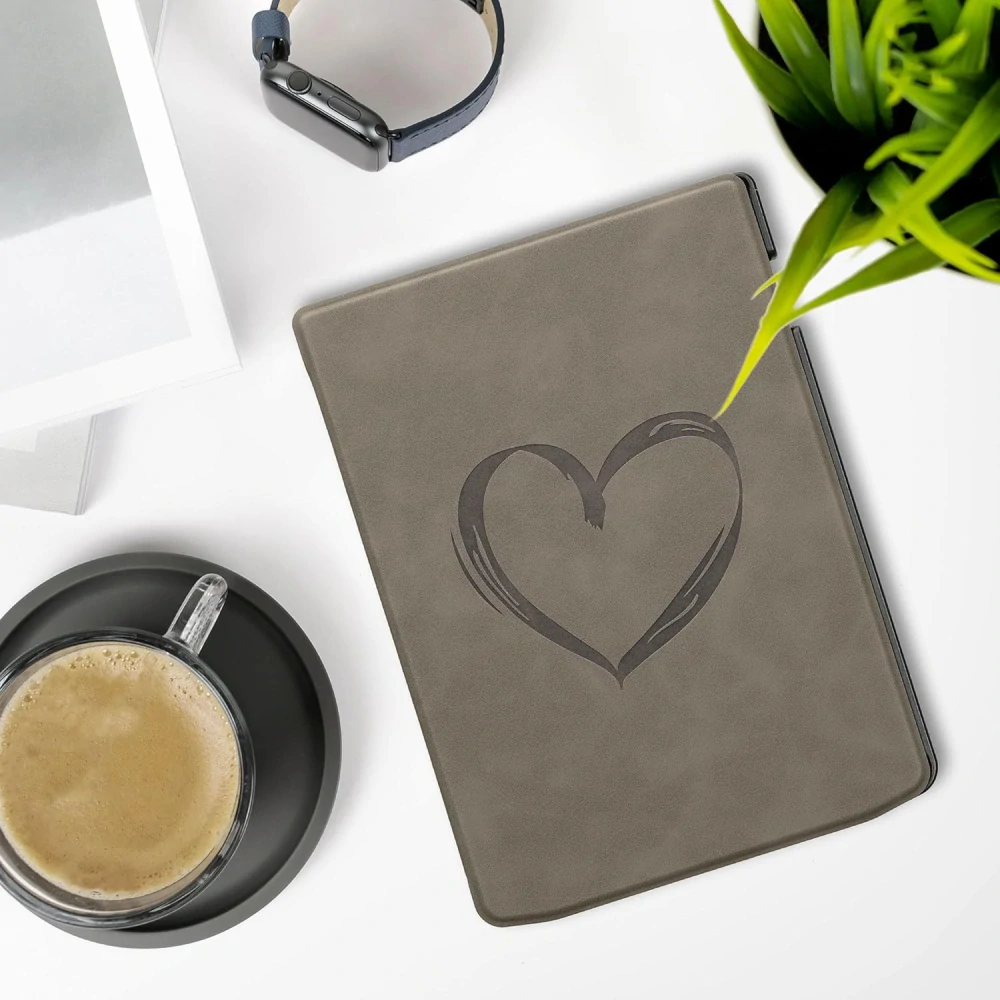 Pouzdro KW Mobile - Brushed Heart Grey - 23SA003C - pro Pocketbook 743G InkPad 4 / 743K3 Color 3 / 743C Color 2 - šedé