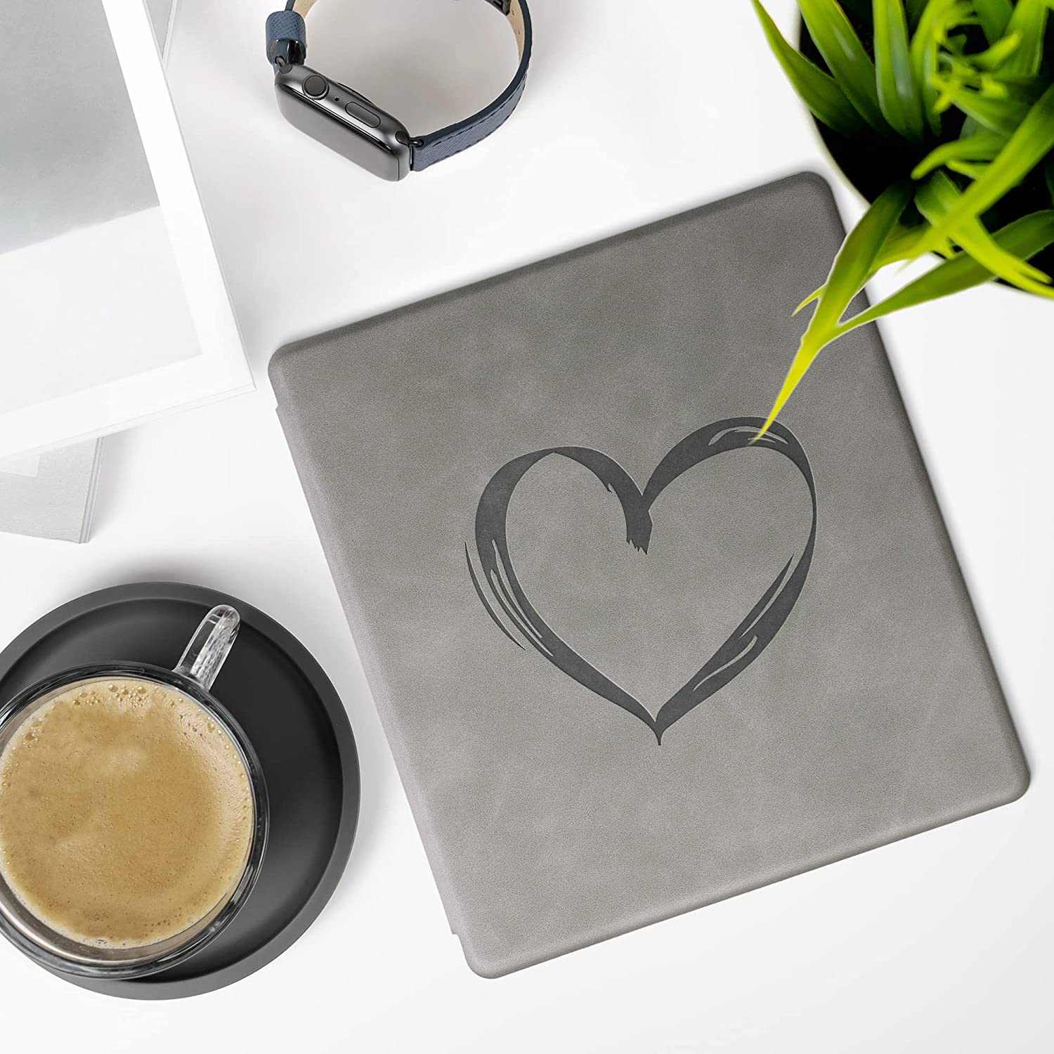 Pouzdro KW Mobile - Brushed Heart - KW5697202 - pro Amazon Kindle Oasis 2/3 - šedé