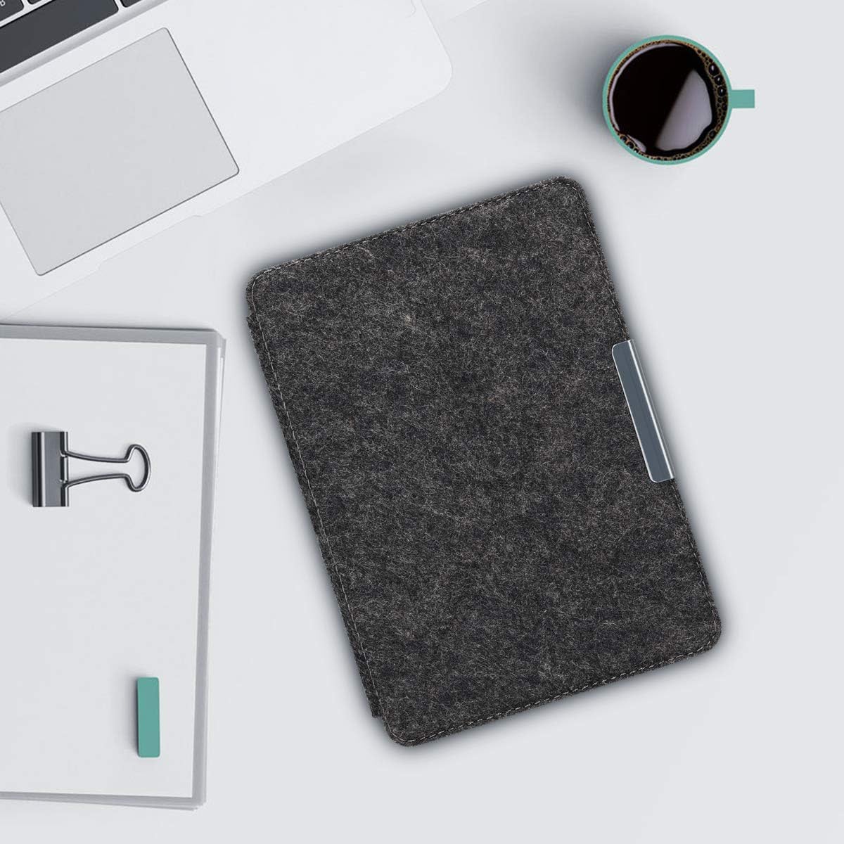 Pouzdro KW Mobile - Origami Felt - KW4690801 - pro Amazon Kindle Paperwhite 1/2/3 - tmavě šedé