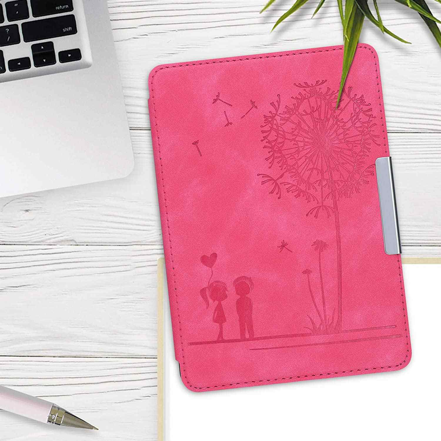 Pouzdro KW Mobile - Dandelion Love Dark Pink - KW4897510 - pro Amazon Kindle Paperwhite 4 (2018) - růžové