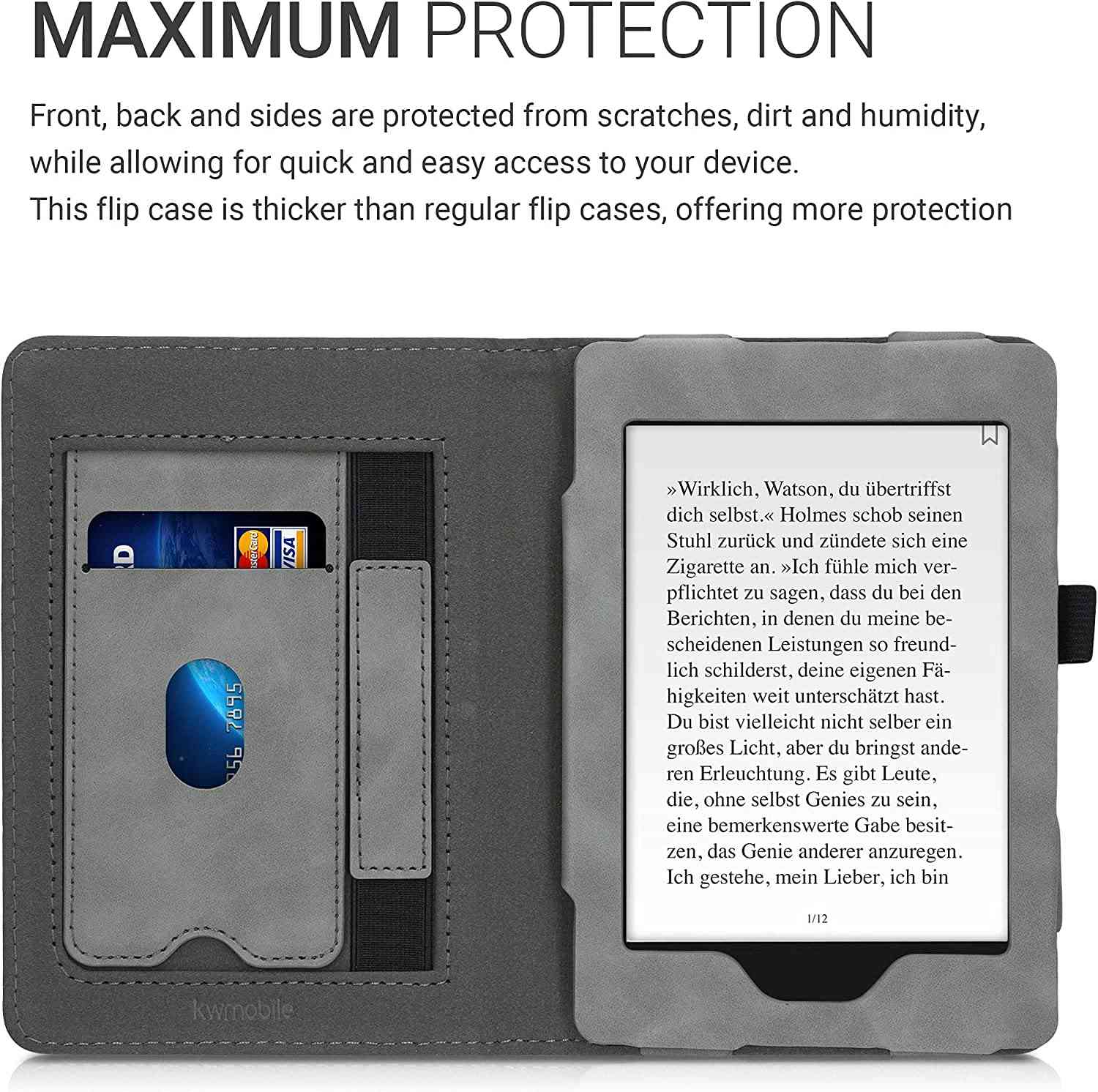 Pouzdro KW Mobile - Brushed Heart - KW5022203 - pro Amazon Kindle Paperwhite 4 (2018) - šedé