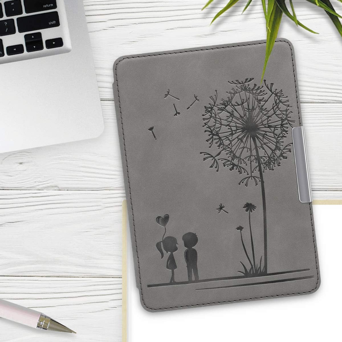 Pouzdro KW Mobile - Dandelion Love - KW4897503 - pro Amazon Kindle Paperwhite 4 (2018) - šedé