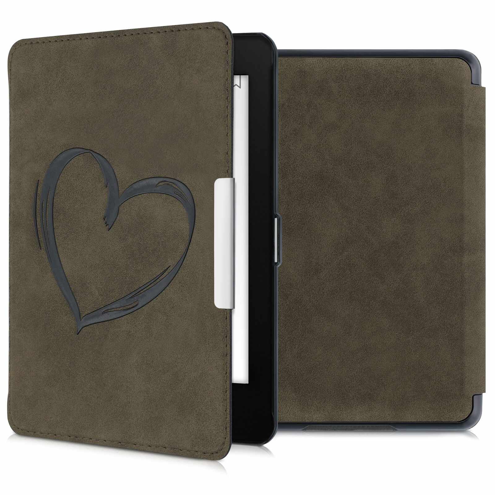 Pouzdro KW Mobile Felt Brushed Heart - KW5492402 - pro Amazon Kindle Paperwhite 4 (2018) - hnědé