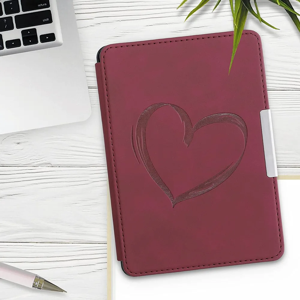 Pouzdro KW Mobile - Brushed Heart - KW4974710 - pro Amazon Kindle Paperwhite 1/2/3 - tmavě červené