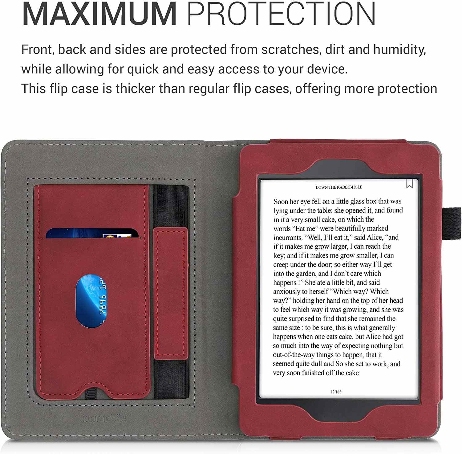 Pouzdro KW Mobile - Nubuck Brushed Heart - KW5567502 - pro Amazon Kindle Paperwhite 1/2/3 - Dark Red