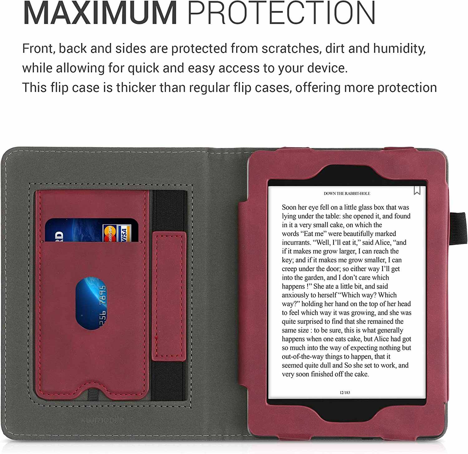 Pouzdro KW Mobile - Nubuck Brushed Heart - KW5022204 - pro Amazon Kindle Paperwhite 4 (2018) - Dark Red