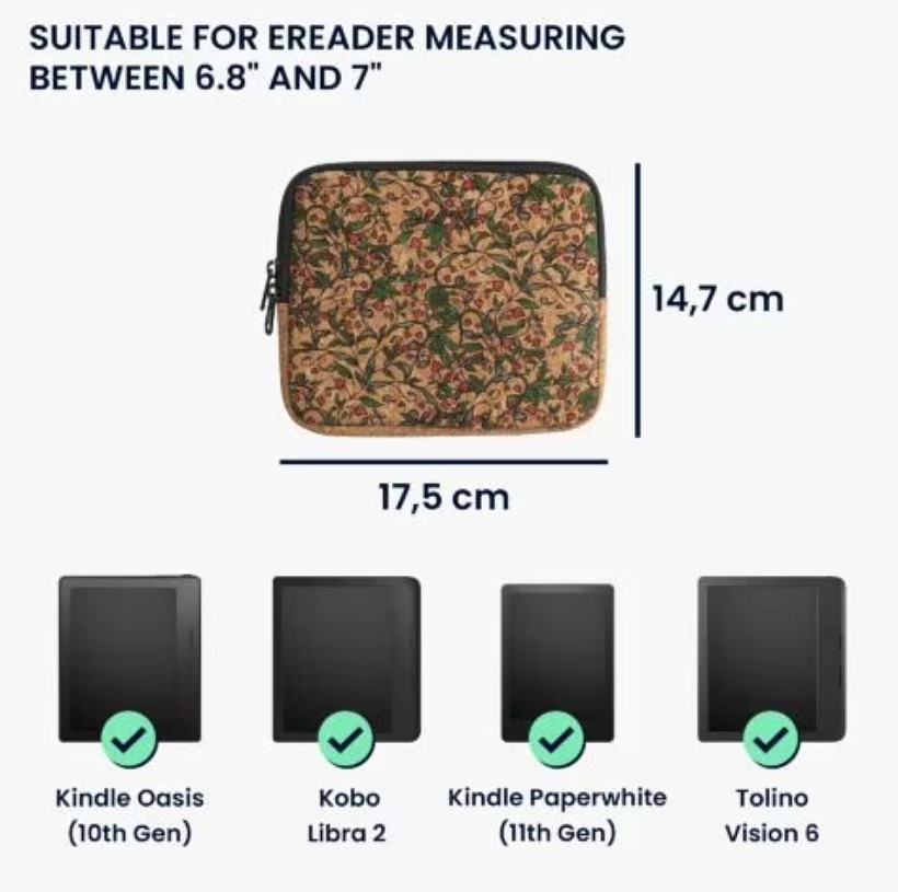 Pouzdro KW Mobile Neoprene Zipper - KW5901601 - Univerzální pouzdro pro čtečky 6-7" - Heart Flower