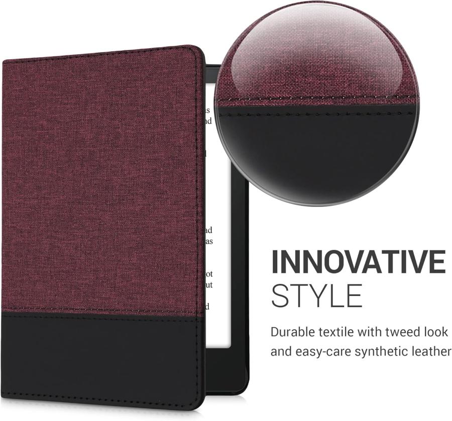 Pouzdro KW Mobile - Leather And Canvas - KW5715720 - pro Amazon Kindle Paperwhite 5 (2021) - červené, černé