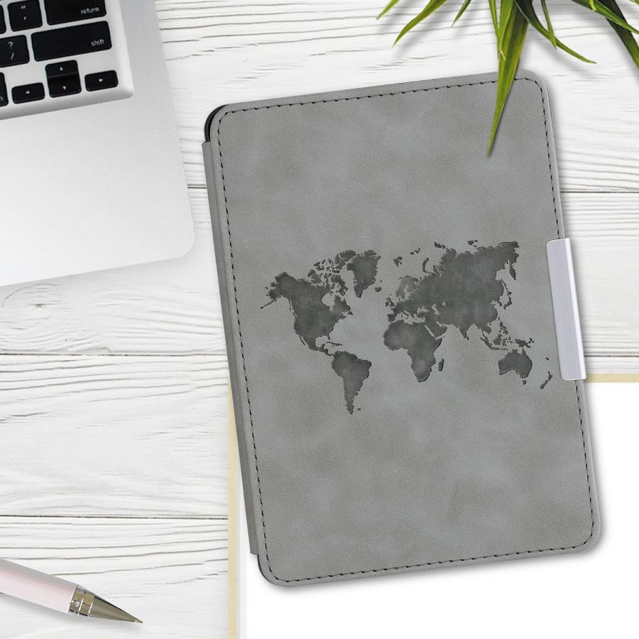 Pouzdro KW Mobile - Travel Outline - KW4974705 - pro Amazon Kindle Paperwhite 1/2/3 - šedé