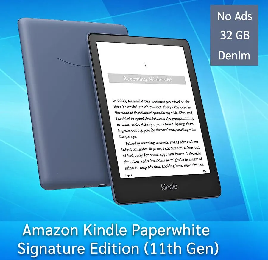 Amazon Kindle Paperwhite 5 (2021) Signature Edition - bez reklam, 32GB - modrý