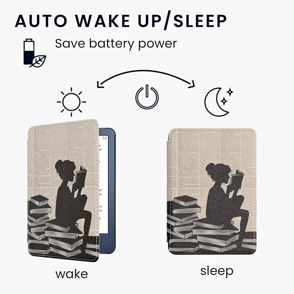 Pouzdro KW Mobile - Girl And Books - KW5998913 - pro Amazon Kindle 2022 - vícebarevné