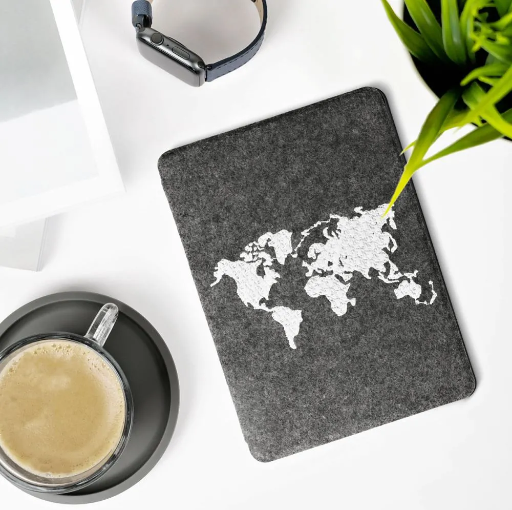 Pouzdro KW Mobile Felt Travel Outline - KW5626008 - pro Amazon Kindle Paperwhite 5 (2021) - tmavě šedé