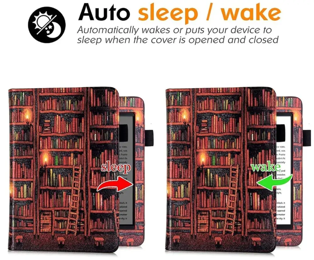 Fortress FT4021 Premium - pouzdro se stojánkem pro Amazon Kindle Paperwhite 5 (2021) - motiv Bookcase, magnet, AutoSleep