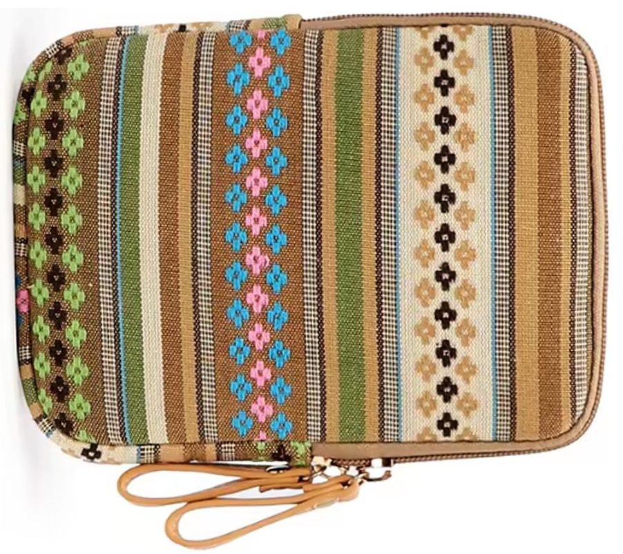 ARMORI Zipper Z082 - motiv Brown Cross - Univerzální pouzdro pro čtečky 6" - textilní, zip