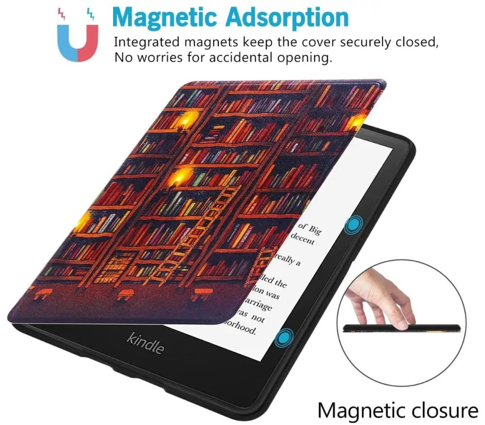 Armori Trimer T149, pouzdro pro Amazon Kindle 8 (2016) - magnetické zavírání, AutoSleep, motiv Library