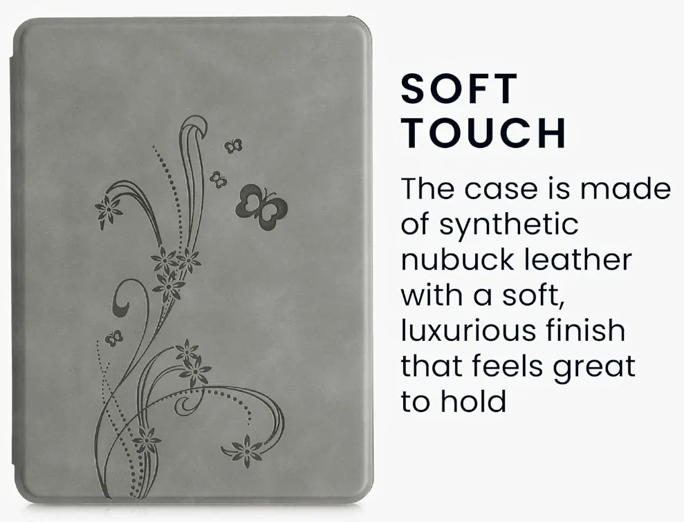 Pouzdro KW Mobile - Butterfly Tendril - KW5625710 - pro Amazon Kindle Paperwhite 5 (2021) - šedé