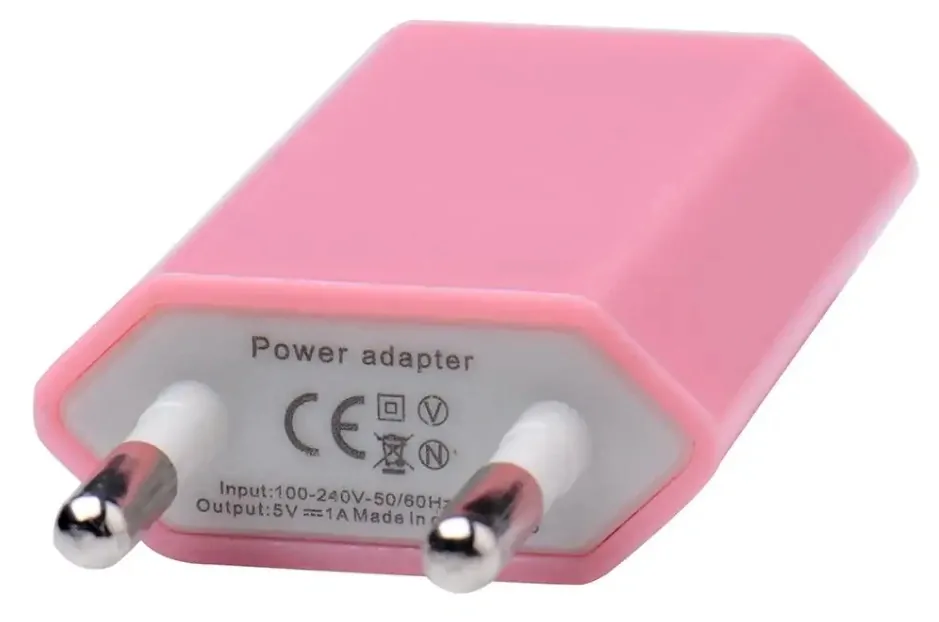 USB síťový adaptér - AR-1003 - Univerzální nabíječka, 5V/1A - světle růžový