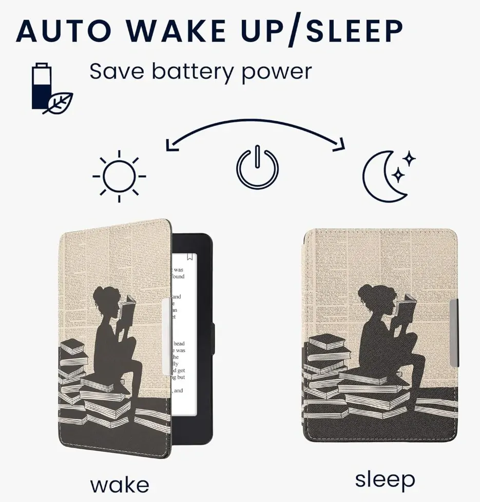 Pouzdro KW Mobile - Girl And Books - KW2582448 - pro Amazon Kindle Paperwhite 1/2/3 - vícebarevné