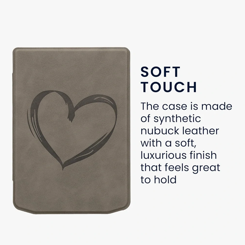 Pouzdro KW Mobile - Brushed Heart - 23SC003C - pro Pocketbook 629 Verse / 634 Verse Pro / Color - šedé