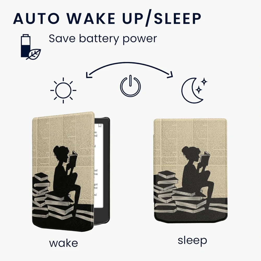 Pouzdro KW Mobile - Girl And Books - 23RQ006C - pro Pocketbook 629 Verse / 634 Verse Pro / 634 Verse Color - vícebarevné