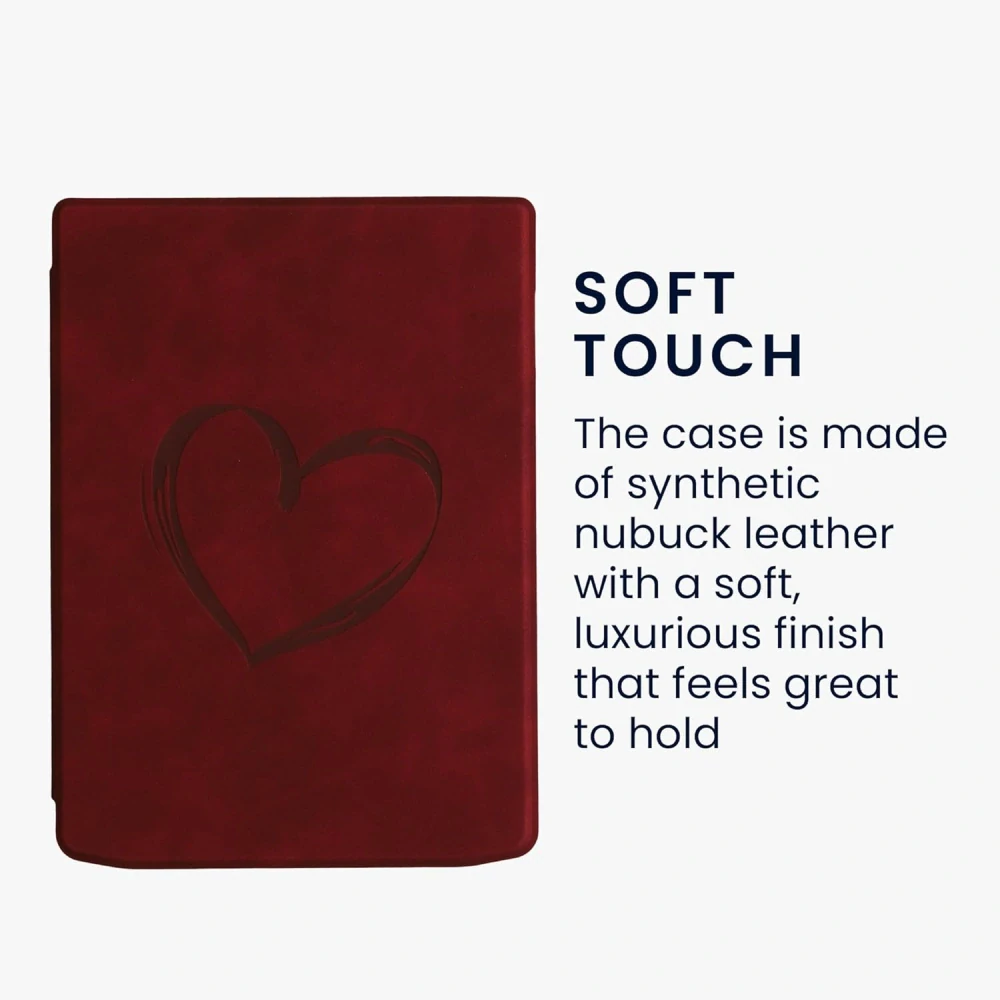 Pouzdro KW Mobile - Brushed Heart - KW6164401 - pro Pocketbook 743G InkPad 4 / 743K3 Color 3 / 743C Color 2 - červené