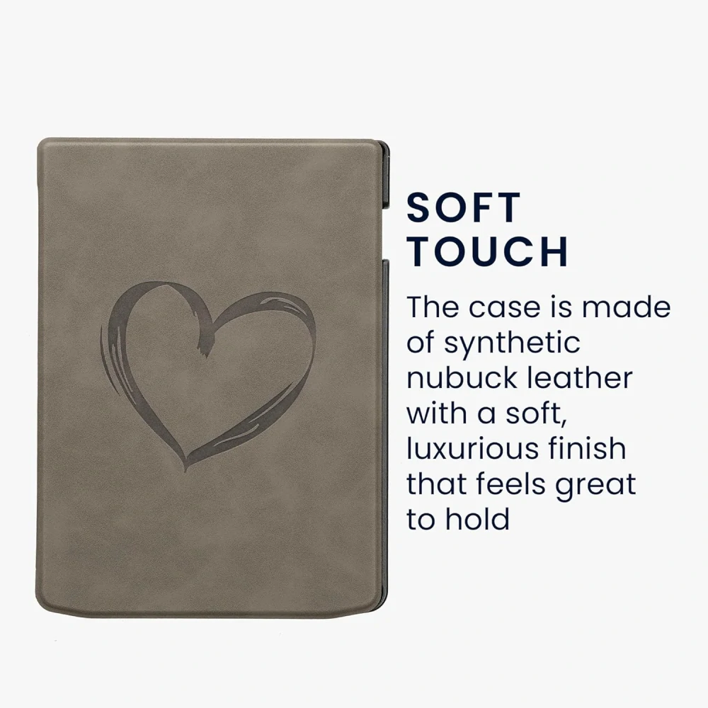 Pouzdro KW Mobile - Brushed Heart Grey - 23SA003C - pro Pocketbook 743G InkPad 4 / 743K3 Color 3 / 743C Color 2 - šedé